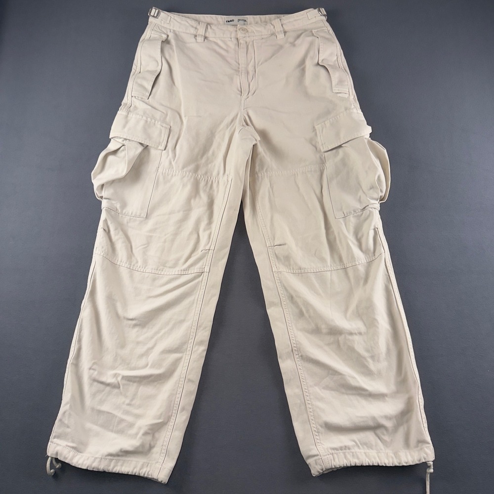 TNA Surplus Division Cream Beige Cotton Wide Leg Cargo Pants Women 10